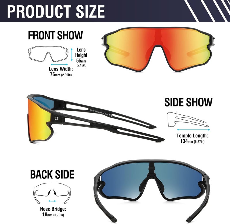 Duco Sports Polarized Sunglasses for Men Women Running Sunglasses Fishing Cycling Baseball Glasses UV400 Protection DC0023 - Image 3